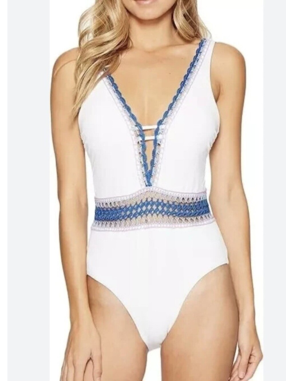 Becca Color Scenic Route One-Piece Swimsuit Color White Size S Style 461177